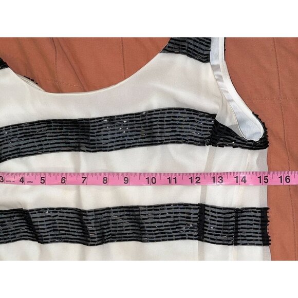 Alice + Olivia White Tank Top With Sequined Stripes Women's Size small - Picture 4 of 7